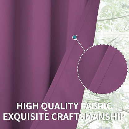 BGment Room Darkening Curtains 63 Inches Long - Grommet Thermal Insulated Drapes Window Treatment Curtains for Bedroom, 2 Panels, 42 x 63 Inch, Eggplant Purple
