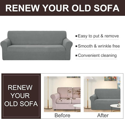 U-NICE HOME Loveseat Cover Stretch Couch Cover Sofa Cover Sofa Slipcover Furniture Protector for 3 Cushion Couch Sofa Pet Friendly(Loveseat, Grey)