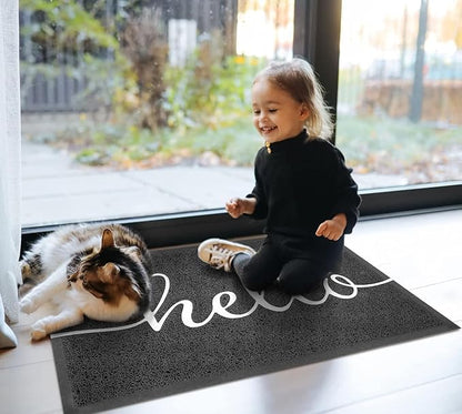 EARTHALL Door Mat 3-Pack Outside Inside Hello Doormat 30"x17.5" Durable Floor Mat Non Slip Rug Ultra Absorb Mud Easy Clean Front Doormat for Garage, Entryway, Patio, High Traffic Areas, Black