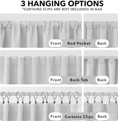 Deconovo Blackout Curtains, Thermal Insulated, W52 x L84 2 Panels, Back Tab, Machine Washable, Room-Darkening Drapes for Bedroom/Living Room Greyish White