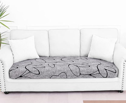 Smiry Printed Couch Cushion Covers, Stretch Soft Couch Covers for Sofa, Washable Non-Slip Sofa Slipcover Furniture Protector for Indoor and Outdoor (Large, Grey and Black)