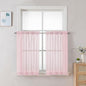 Chyhomenyc Sheer Curtains 24 Inch Length, Small Window Curtains for Bathroom Living Room Basement, Voile Short Rod Pocket Curtain Tiers, 42in Wx 24in L, 2 PCS, Blush Pink