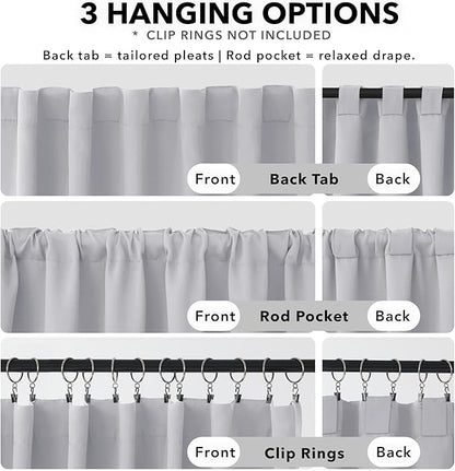 Deconovo Blackout Curtains, Thermal Insulated, W42 x L45 2 Panels, Back Tab, Machine Washable, Room-Darkening Drapes for Bedroom/Living Room Star White