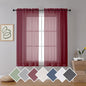 OVZME Burgundy Sheer Curtains 63 inch Length 2 Panels Set for Christmas, Elegant Light Filtering Airy Burgundy Voile Window Treatments, Each is 42W x 63L