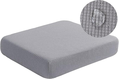 Water-Resistant Spandex Couch Cushion Covers, Stretch Sofa Settee Slipcover Furniture Protector for Living Room, Washable (Sofa Cushion, Light Gray)