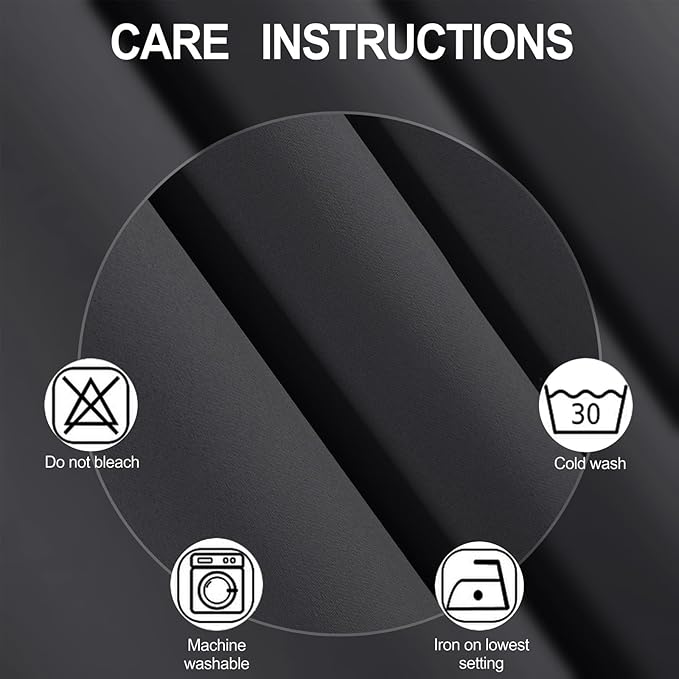 LEMOMO Dark Grey Thermal Blackout Curtains/52 x 45 Inch/Set of 2 Panels Room Darkening Curtains