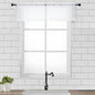 OVZME White Sheer Window Valance Curtains, Light Filtering Kitchen Valances Windows Treatment, Small Voile Sheer Curtains for Living Room/Bathroom/Basement, Top Dual Rod Pocket, 2PCS