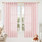 LAMIT Sheer Linen Curtains 63 Inch for Girls Bedroom, Light Filtering Neutral Semi Sheer Farmhouse Boho Curtains Back Tab and Rod Pocket Living Room Panels, Pink, 2 Panels, 52 x 63 Inch