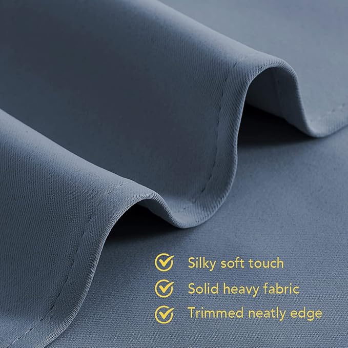NICETOWN Thermal Insulated Curtains Blackout Draperies, Window Treatment Solid Grommet Room Darkening Drape Panels for Bedroom (Stone Blue, Set of 2, 70 by 54 inches Long)