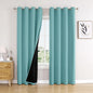 ChrisDowa 100% Blackout Curtains 102 inch Long for Bedroom with Black Liner, 2 Thick Layers Total Blackout Thermal Insulated Grommet Window Curtains 2 Panels Set (Aqua, 52 x 102 Inch)