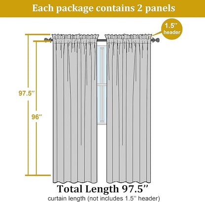 OWENIE Lemon Sheer Curtains for Bedroom Living Room 96 Inches Long 2 Panels Set, Soft Solid Light Filtering Clear Sheer Ceiling to Floor for Large Window, 2Pcs, Each 42" W x 96" L, Lemon
