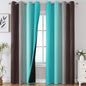 Estelar Textiler Ombre Blackout Curtains 102 Inches Long 2 Panels Set, Brown and Teal Thermal Insulated Drapes for Bedroom, Full Room Darkening Grommet Curtains for Living Room, 52Wx102L