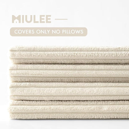 MIULEE Boho Farmhouse Throw Pillow Covers 18x18 Inch Set of 4 Mordern Nordic Cushion Covers Soft Corduroy Spring Home Decor for Couch Bed Sofa Living Room Cream White