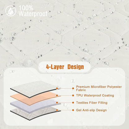 VANSOFY Waterproof Recliner Couch Covers, Sofa Covers 1-Piece Washable Reclining Sofa Cover Non-Slip Furniture Protector with Elastic Straps Pocket for Dogs, Pets(Off White,3 Seater)