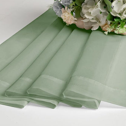 Aiyufeng 2 Pack: Basic Sage Green Sheer Curtain Drapes for Living Room 84 Inch Length 2 Panels, Light Filtering Voile Drapes for Bedroom, Patio, Sliding Door, Each 59" W x 84" L, Sage Green