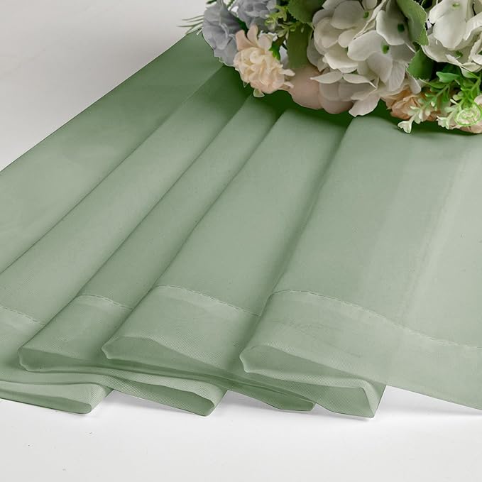 Aiyufeng Voile Sheer Sage Green Curtains - Transparent Light Weight Soft Window Treatment Curtain Panels with Rod Pocket Top for Patio Door/Living Room (W59 x L96, 2 Panels), Sage Green