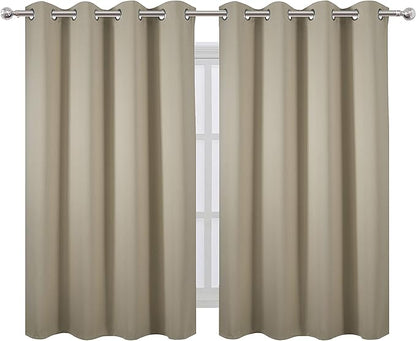 LEMOMO Beige Thermal Blackout Curtains/52 x 54 Inch/Set of 2 Panels Room Darkening Curtains for Bedroom