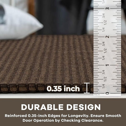 KOZYFLY Runners for Hallways 3x8 ft Washable Kitchen Runner Non Slip Rubber Backed Hall Runners Cotton Entryway Runner Rugs Floor Carpet for Indoor Backdoor Bedroom Kitchen, Reddish Brown/Coffee