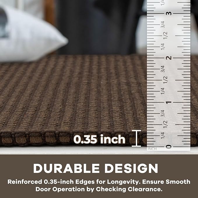 KOZYFLY Runners for Hallways 3x10 ft Washable Kitchen Runner Non Slip Rubber Backed Hallway Rugs Cotton Entryway Runner Rug Floor Carpet for Indoor Hall, Backdoor, Kitchen, Reddish Brown/Coffee