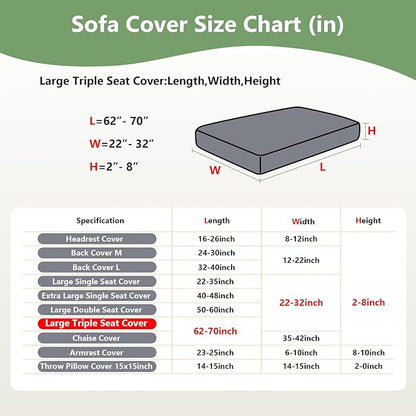 Couch Cushion Covers for Sofa Couch Covers Wear-Resistant Universal Sofa Cover Washable Stretch for Sectional Slipcovers (Texture-Green,Large Triple Seat Cover)