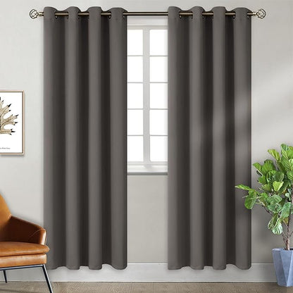 BGment Blackout Curtains for Bedroom - Grommet Thermal Insulated Room Darkening Curtains for Living Room, Set of 2 Panels, Each 46 x 84 Inch, Grey