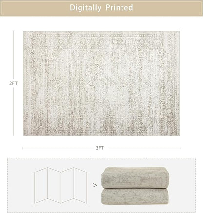 Washable Rugs 2x3 Entryway Area Rugs for Kitchen,Living Room,Bedroom- Small Low Pile Non Slip Throw Rugs for Enterway Bathroom,Vintage Indoor Door Mat for Farmhouse Home Office Decor