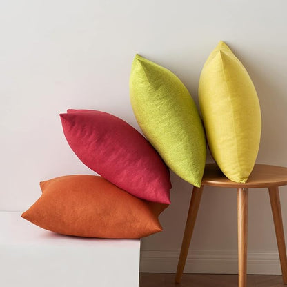 MIULEE Pack of 4 Decorative Outdoor Throw Pillow Covers Linen Waterproof Pillow Covers Farmhouse Cushion Cases for Patio Garden Tent Balcony Couch Sofa 18x18 inch Red/Green
