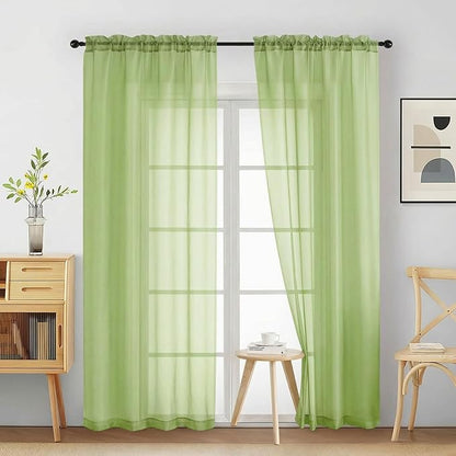 Sheer Curtains 84 Inches Long 2 Panels, Elegant Airy Transparent Light Filtering Window Curtains, Window Drapes for Christmas, Top Dual Rod Pocket Design, Lime, 2x42Wx84L Inches