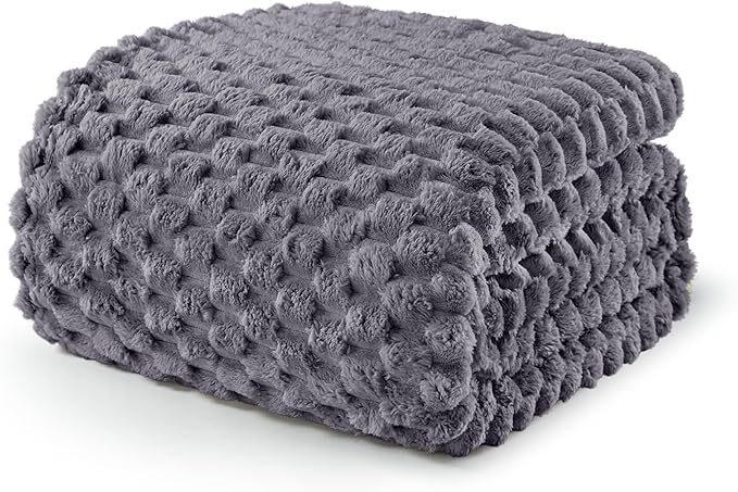 Exclusivo Mezcla Fleece California King Blanket for Bed, Oversized Fuzzy Grey Bed Blankets, Soft Cozy Plush Sofa Throws for All Seasons, 120x120 Inches