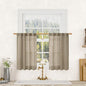 LAMIT Taupe Linen Curtains 30 Inch Length, Semi Sheer Light Filtering Window Panels Back Tab and Rod Pocket Drapes for Kitchen/Basement/Small Windows, 25 x 30 Inch, 2 Panels