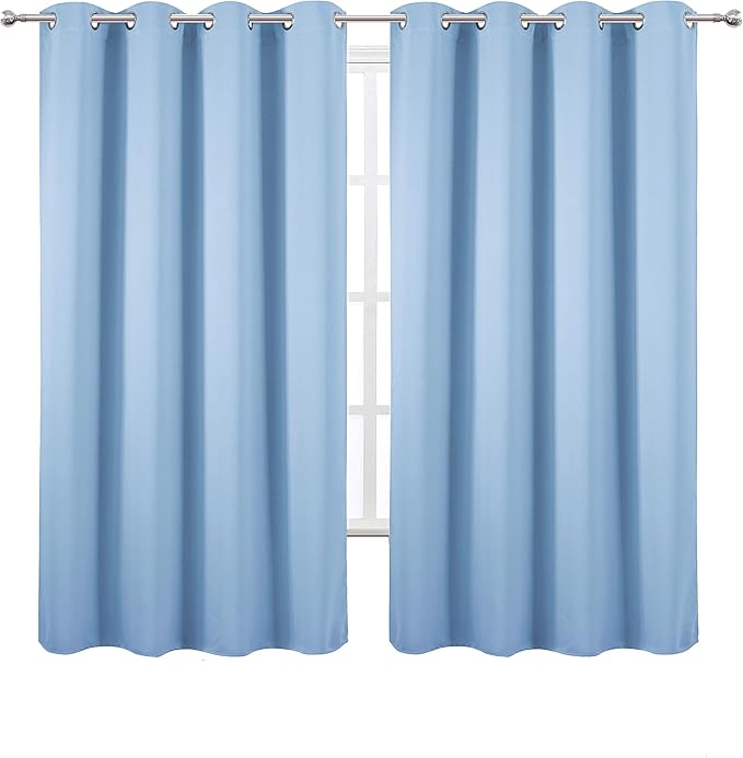 LEMOMO Sky Blue Thermal Blackout Curtains/52 x 63 Inch/Set of 2 Panels Room Darkening Curtains