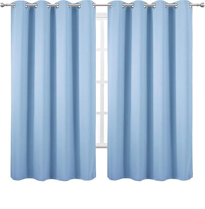 LEMOMO Sky Blue Thermal Blackout Curtains/52 x 63 Inch/Set of 2 Panels Room Darkening Curtains