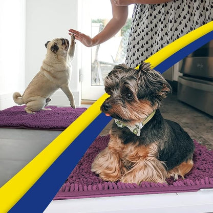 Muddy Mat® | Super Absorbent Door Mat Indoor, Microfiber Quick Dry Chenille Entryway Rug, Non-Slip Front Door Mat, Indoor Mats for Entryway, Machine Washable Pet Rug, Dark Purple 48"x72"