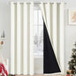 Yakamok 100% Cream Blackout Curtains for Bedroom, Light Blocking Thermal Insulated Noise Reducing Blackout Drapes for Living Room(52Wx84L, 2 Panels)