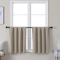Simplebrand Ava Stone Short 24 Inches Blackout Curtain 2 Panels Set, Half Window Rod Pocket Privacy Curtain Tiers for Kitchen, Curtains Blackout for Bathroom Shades, W30 x L24 Inch, Stone