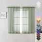 Lecloud Short Sheer Curtains 54 Inches Length 2 Panels, Light Filtering Voile Curtain Drapes for Half Window Kitchen Bedroom, Basic Rod Pocket Living Room Sheer Curtains, 40Wx54L Inches, Sage Green