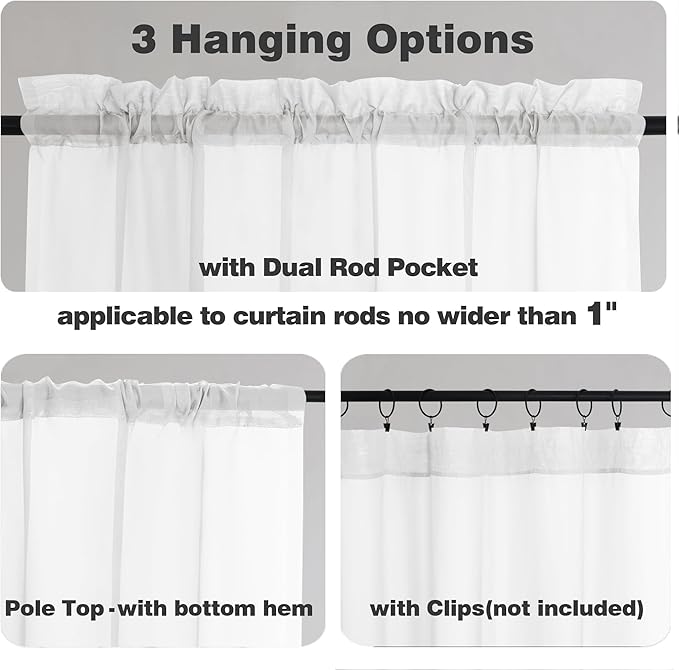 Chyhomenyc White Sheer Curtains 78 Inches Long 2 Panels Set for Living Room, Light Filtering Voile Lightweight Bedroom Curtains, Solid Window Treatment Drapes, Each 59W x 78L