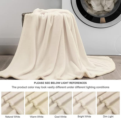 BEDELITE Fleece Blanket Beige Throw Blankets for Couch & Bed, Luxury Plush Cozy Fuzzy Blanket 50" x 60", Super Soft Warm Lightweight Throw Blanket for Travel Camping