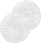 HIG Set of 2 Decorative Round Pleated Throw Pillows, Classy Accent Pumpkin Throw Pillows with Center Button, Vintage Velvet Floor Pillows for Sofa Vanity Chair Bed, White, 14.5" Diameter(Ripple)