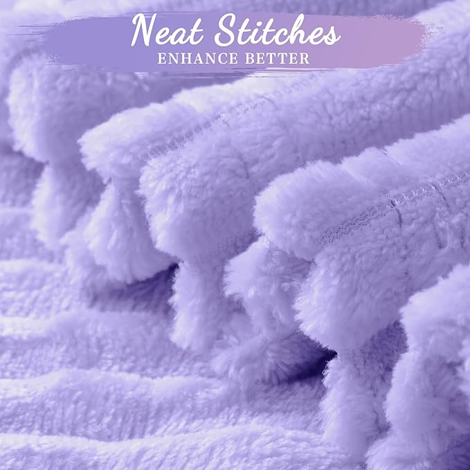 Buryeah 12 Pcs Flannel Throw Blanket Bulk 50 x 60 in Sleepover Blanket Outdoor Wedding Throw Lightweight, Oeko-tex Standard 100 Certified for Sofa Homeless Gifts (Purple Series)