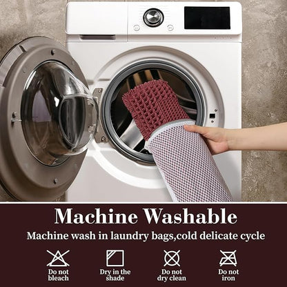 RESARE Waffle Bath Mat for Bathroom, Super Absorbent Bathroom Rugs Non Slip Machine Washable, Ultra Soft Quick Dry Boho Bath Rugs with Tassels for Floor, Upgraded Bordered Design, 18"x30" Dark Red