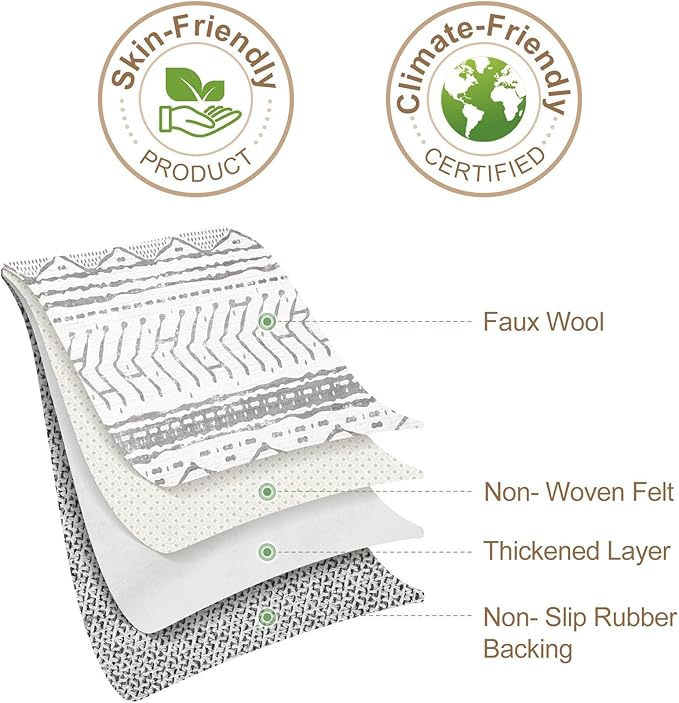 Nakagishi 5x7 Area Rug Living Room: Machine Washable Boho Large Neutral Farmhouse Stain Resistant Indoor Floor Rugs Moroccan Carpet for Bedroom Nursery Dorm Classroom Playroom Dining Room- Grey White