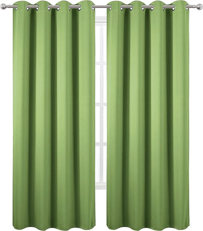 LEMOMO Light Green Thermal Blackout Curtains/52 x 95 Inch/Set of 2 Panels Room Darkening Curtains for Bedroom
