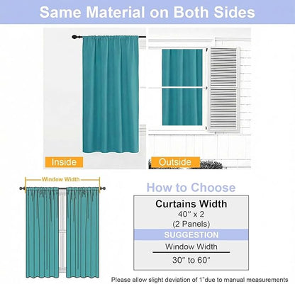 Simplebrand Ava Teal Blackout Curtains for Bedroom 84 Inch Length 2 Panels Set, Solid Thermal Insulated Privacy Nursery Window Treatment Curtains Blackout Drapes, W40 x L84 Inch, Teal