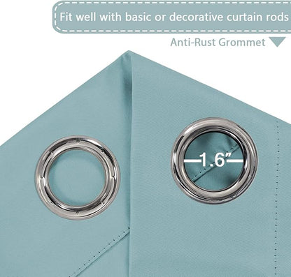 H.VERSAILTEX Blackout Patio Curtains 100 x 108 Inches for Sliding Door Extral Wide Blackout Curtain Panels Thermal Insulated Room Divider - Grommet Top, 9' Tall by 8.5' Wide - Mineral Blue