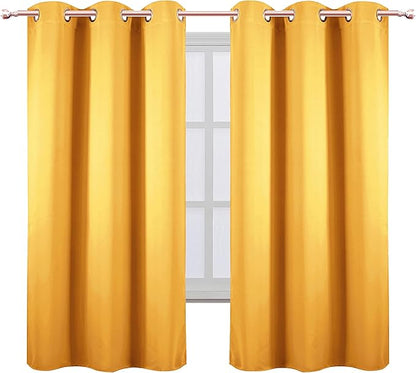 LEMOMO Yellow Thermal Blackout Curtains/38 x 63 Inch/Set of 2 Panels Room Darkening Curtains for Bedroom