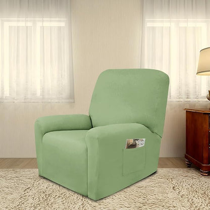 PureFit Super Stretch Recliner Cover Sofa Couch Cover with Pocket – Non Slip Soft Sofa Slipcover, Washable Spandex Reclining Furniture Protector for Kids, Pets (Recliner, Sage Green)