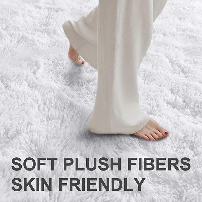 8x10 Ft Extra Large Shag Rugs for Living Room, Ultra Soft Fluffy Furry Area Rugs for Bedroom Indoor Floor, Aesthetic Carpet for Kids Home Decor (White)