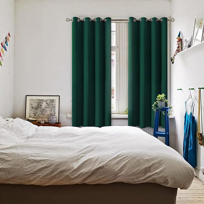 BGment Blackout Curtains - Grommet Thermal Insulated Room Darkening Bedroom and Living Room Curtains, Set of 2 Decorative Curtain Panels (52 x 63 Inch, Emerald Green)