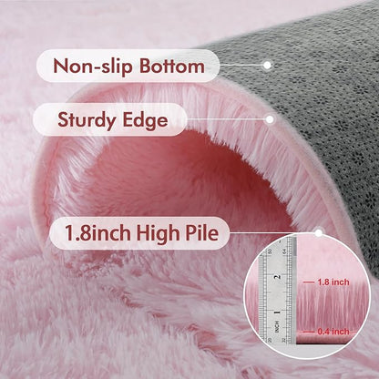 6x9 Ft Large Pink Rugs for Living Room Girls, Shag Fluffy Area Rug for Bedroom, Ultra Soft Furry Rug Indoor Carpet for Kids Room Nursery Home Decor